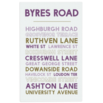 Byres Road tea towel on a white background